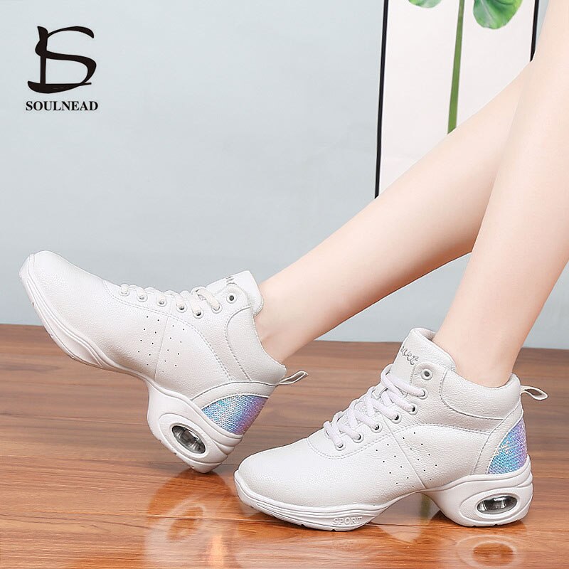 women's Dancing Shoes Sports Feature Modern Dance Jazz Shoes Soft Outsole PU Dance Shoes Sneakers For Woman Practice Shoes