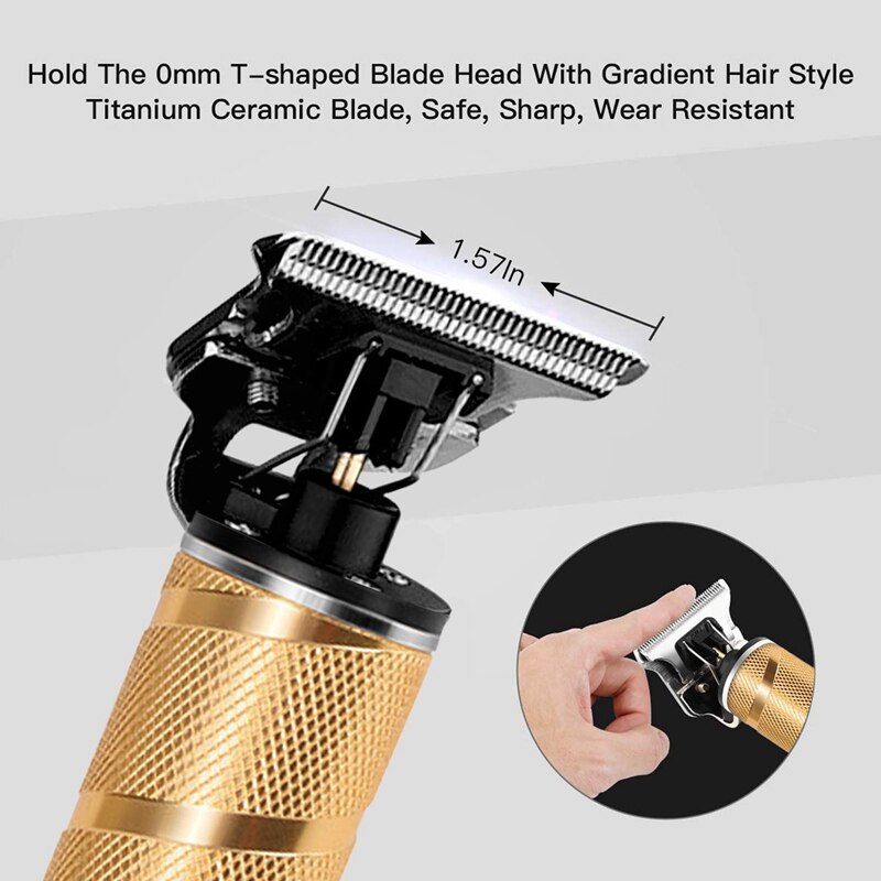 Outliner Hair Clippers, T-Blade Cordless Hair Trimmer for Men Waterproof Grooming Kit