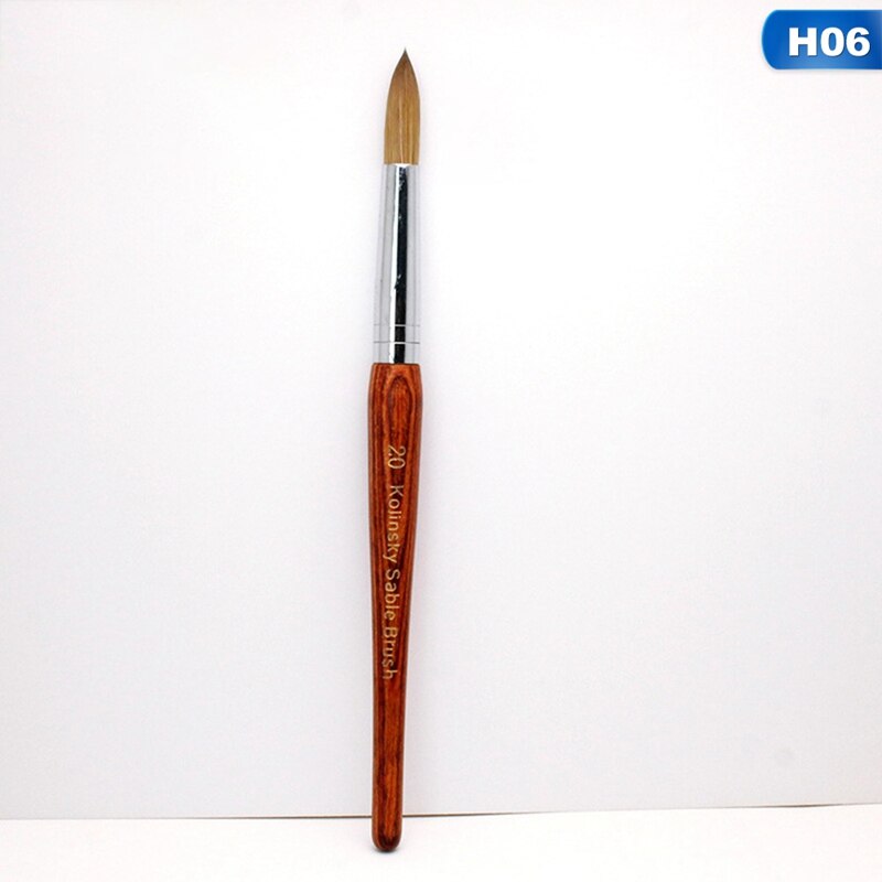 Round Sharp 1pcs 10#12#14#16#18#20#22#24 Kolinsky Sable Brush Acrylic Nail Art Brush Red Wood Crystal Acrylic Salon: 6
