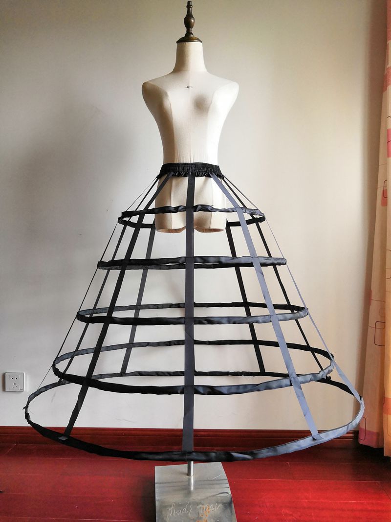 Accesorios de boda bajo falda para mujer, 5 aros, ancho, Vestido de crinolina, largo
