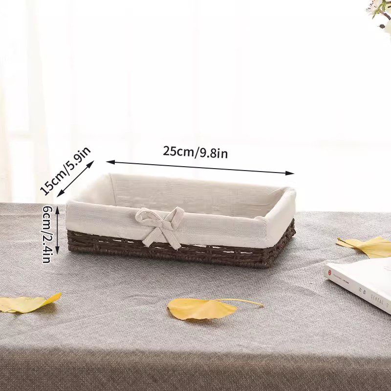Papieren Touw Geweven Opbergmand Desktop Organizer Cosmetica Opbergcontainer Speelgoed Diversen Opbergdoos Picknick Fruit Snackmand: Clear