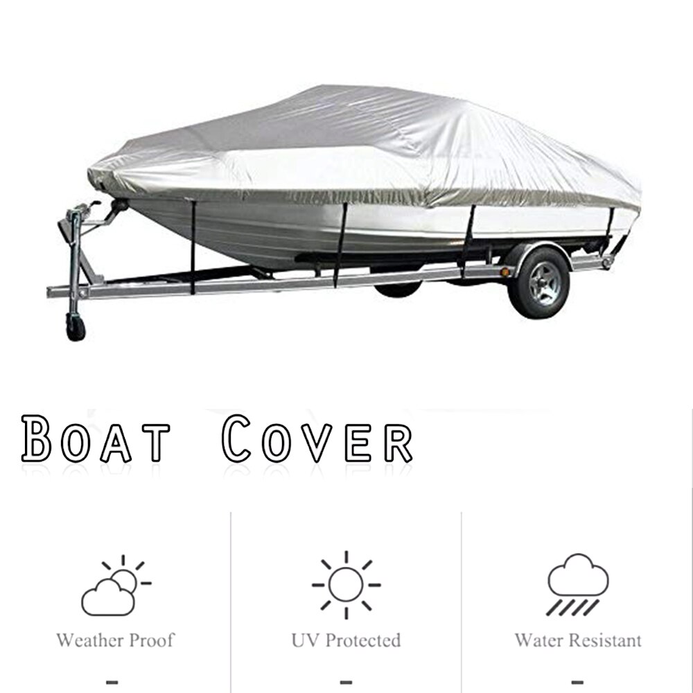 Boat Cover Outdoor Protection Waterproof Reflective 300D Oxford Fabric Anti-smashing for V-HULL Runabouts and Bass Boats