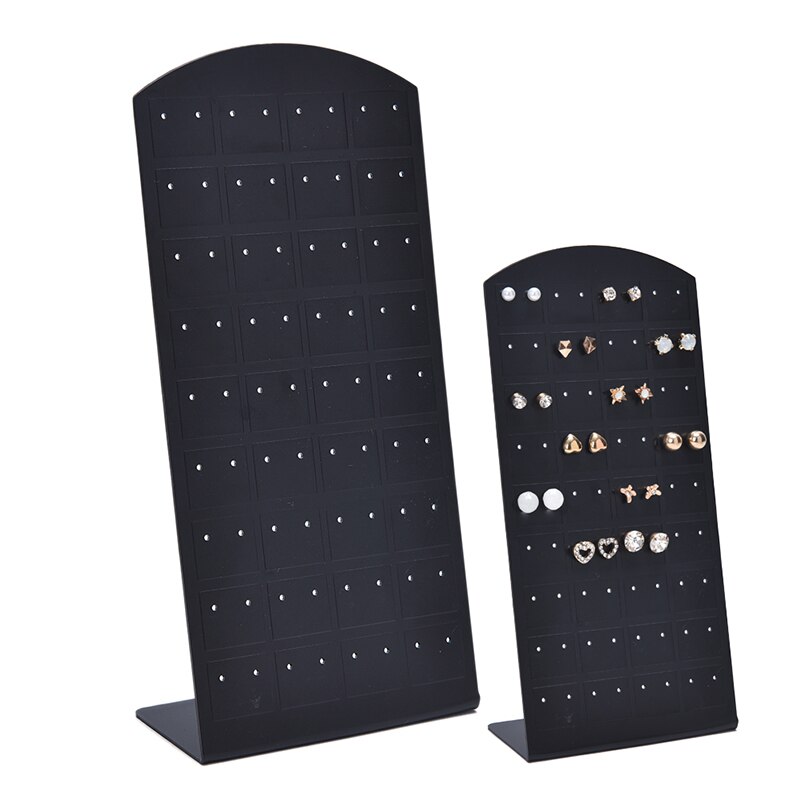 Soporte de Metal para pendientes, Exhibidor de joyas de plástico con 72 agujeros, sencillo, organizador para collares: Black