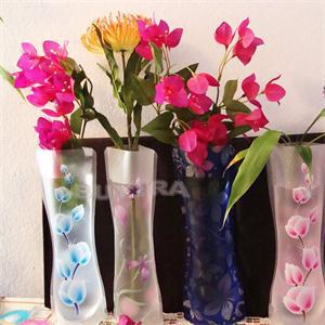 Foldable Reusable Plastic Unbreakable Vase Flower Home Decor Random Color Pattern: Default Title