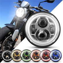 Phare de moto H4 LED rond 7 pouces, pour 93-08 Ducati Monster 1000 600 Halo anneau Amver pour jeep TJ Touring Lada 4x4 Yamaha Niva