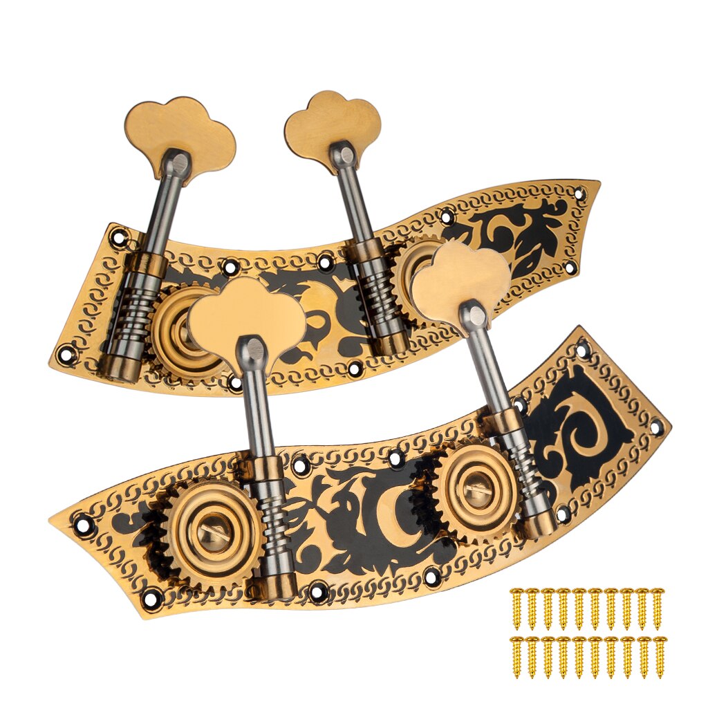 Naomi Bass Machine Heads Volledige Plaat W/ 2 Stemsleutels Bass Machines W/ Carving Bloem Inlay Voor 3/4 of 4/4 Contrabas
