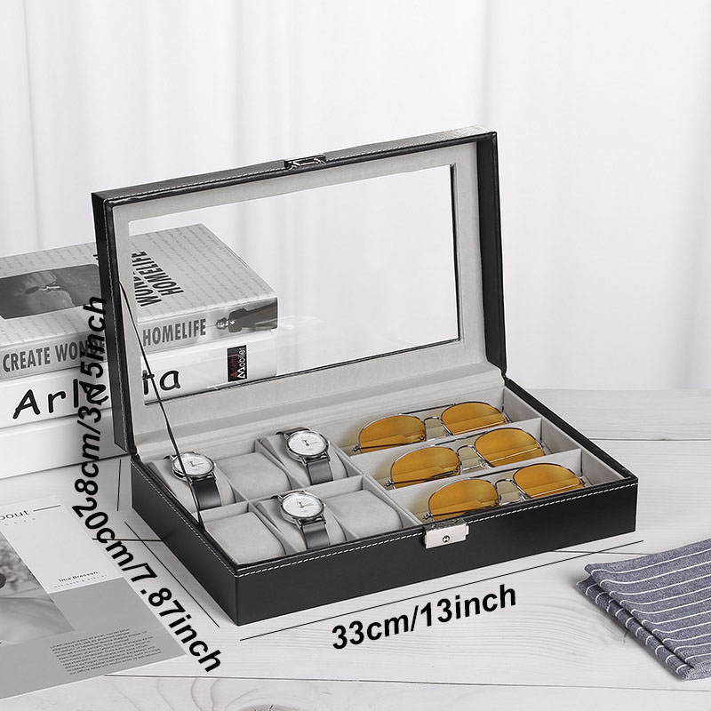 DELESYS Mehrzweck-Aufbewahrungsbox für Zuhause, Organizer für kleine Gegenstände, Aufbewahrungsbox für Uhren, Leder, Geschenkbox, Brillen-Aufbewahrungsbox: Rosa