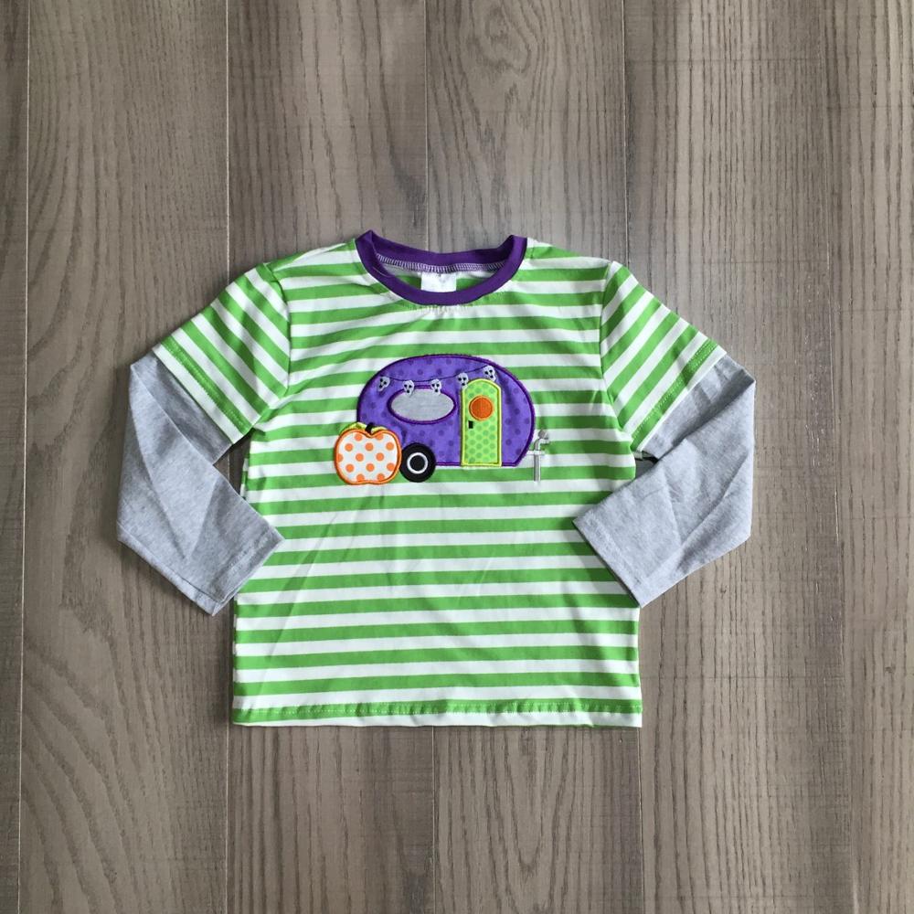 Girlymax autunno/inverno del bambino dei ragazzi dei bambini boutique di abbigliamento Limone striscia verde campo azienda agricola Iarda superiore t-camicia raglans manica lunga: 6