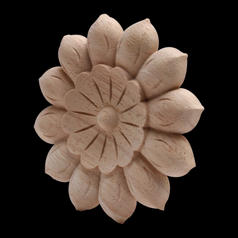 Decoración Retro Natural molduras de madera exquisitas, calcomanía para madera apliques de madera, Onlay Rose Floral grande largo mueble madera gabinete