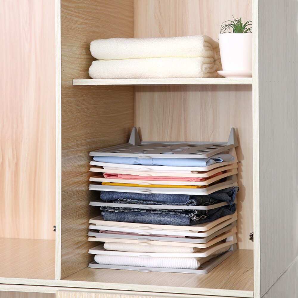 1/5/10pcs Plastic Closet Organizer Wardrobes Clothes Folder T Shirt Clothes Organizer Easy Tray Folding Board Storage Rack