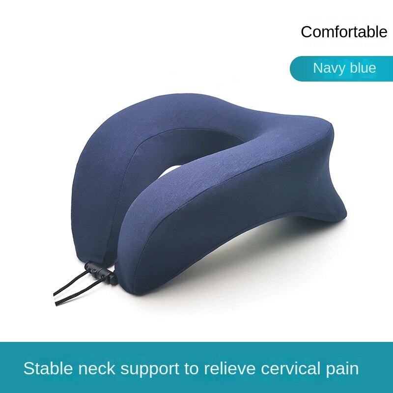 U Shaped Breathable Travel Pillow Portable Neck Car Plane s Stretcher Ring Bearer: navy blue 28x33x14cm