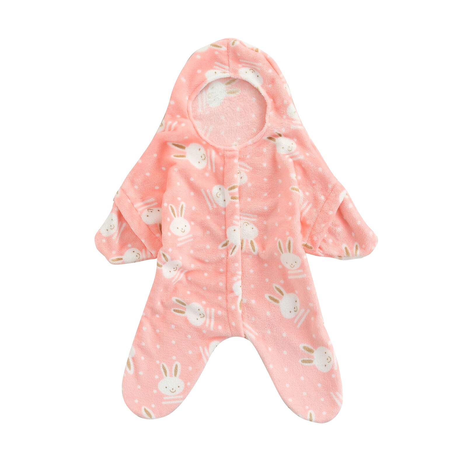 Baby Baby Meisjes Jongens Fleece Hooded Romper, Winter Warm Koe/Bunny Print Lange Mouwen Betaalde Jumpsuit: Roze / 3M
