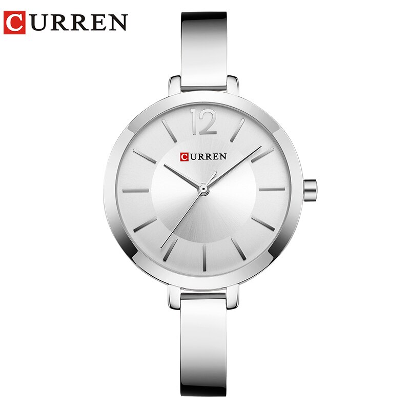 CURREN Gold Women Watches Stainless Steel Ultra thin Quartz Watch Woman Romantic Clock Women&#39;s Watches Montre Femme: silver