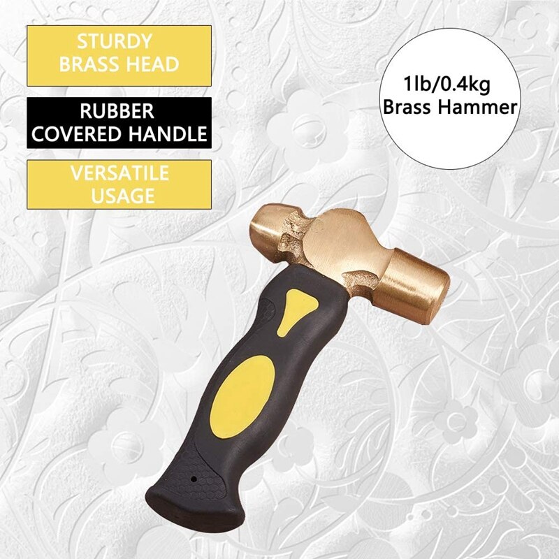 1Lb Br Metal Stamping Hammer Double-Face Mallet Heads Br Hammer with Iron Anvil for DIY Crafts Arts Jewelry Making