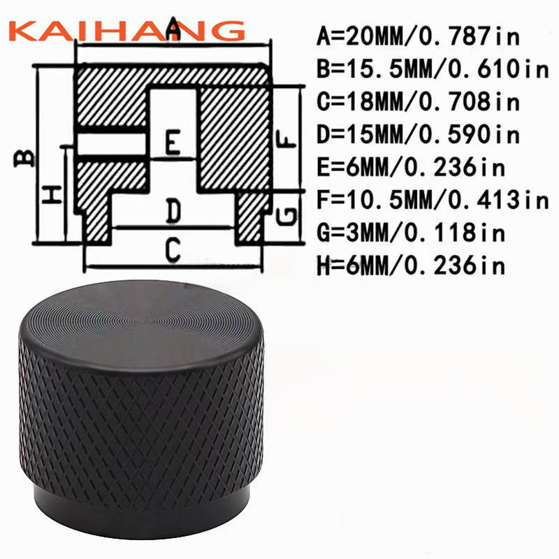 1PCS 20*15.5MM Alle aluminium Gekartelde knop cap Potentiometer Knop Panel bediening knop cap ronde gat 6mm: Donkergrijs