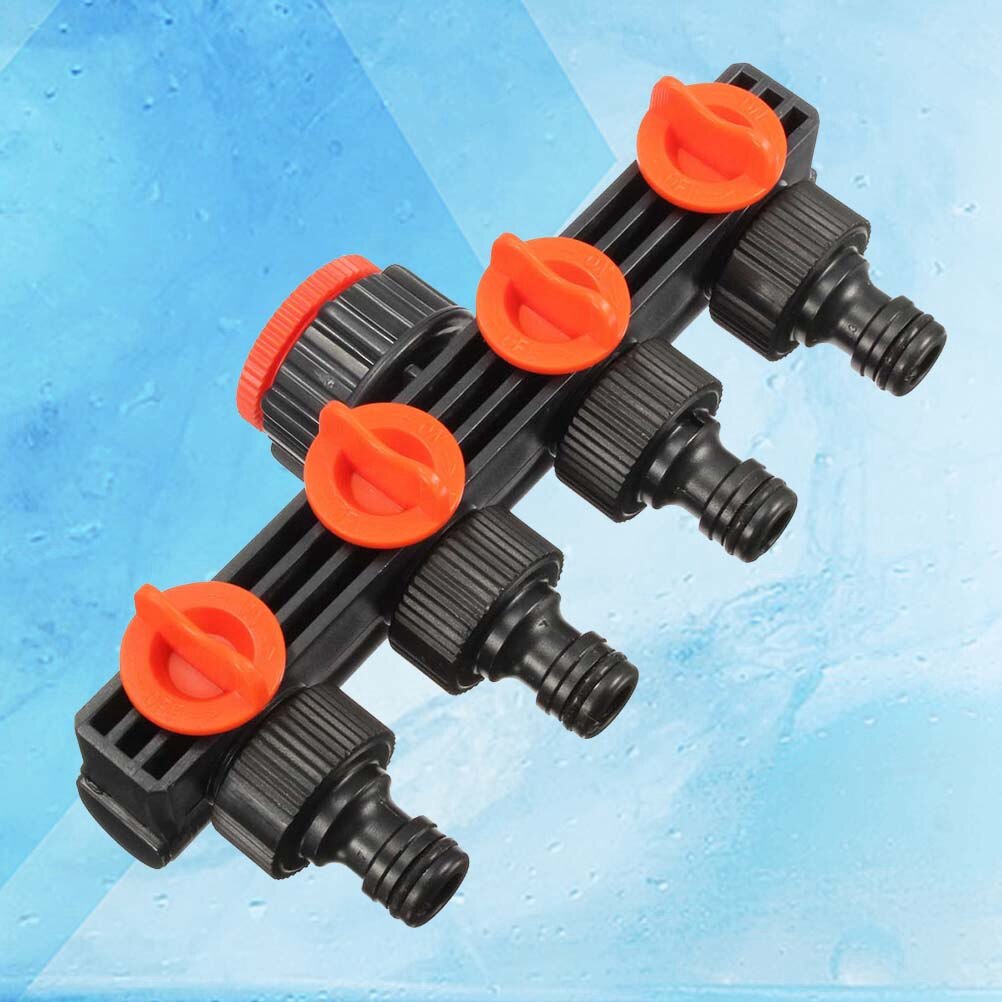 WINOMO Garden Hose Quick Connector 4 Outlets Plastic Water Pipes Connector for Garden (Black and Jacinth)