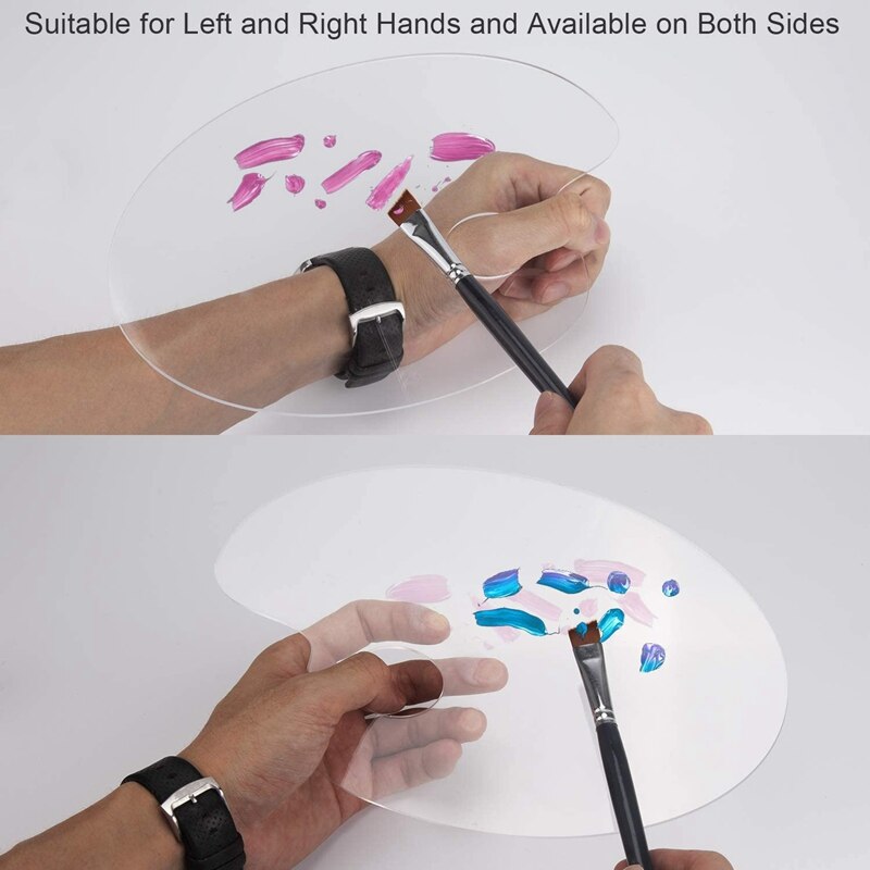 2Pcs Acrylic Artist Paint Palette 11.8 x 7.9 Inch Clear Oval Paint Palette Easy Clean Art Paint Pallet