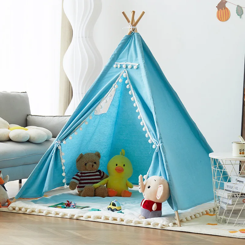 1.35M Tent Voor Kind Spelen Huis Wigwam Voor Kinderen Draagbare Kinderen Tipi Tenten Tipi Tipi Infantil Kid Tent Meisje Speelkamer: Zilver