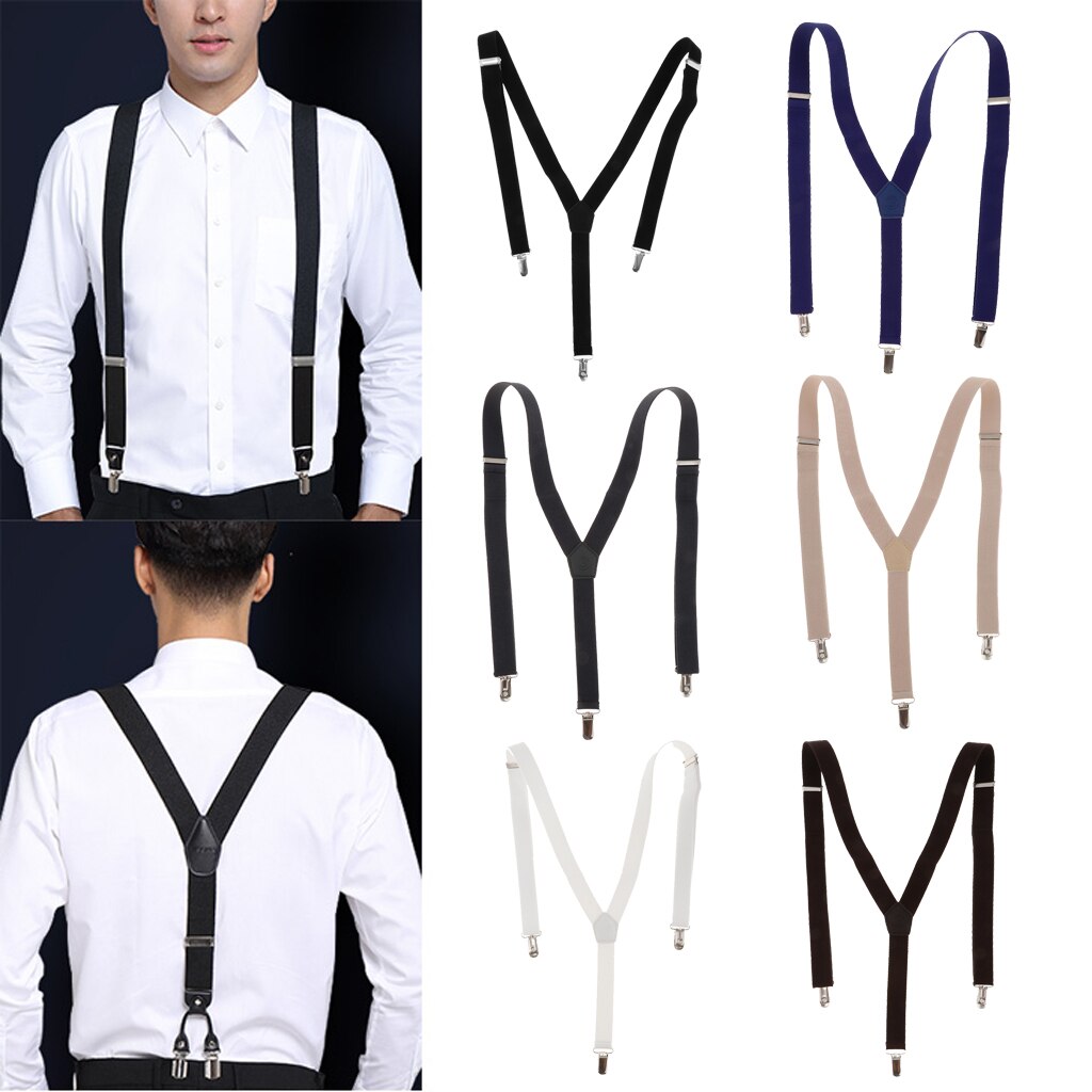 Mens Skinny Suspenders Y Back Wide Elastic Adjustable Trouser Clips Braces for Work Special Event or with Casual Attire