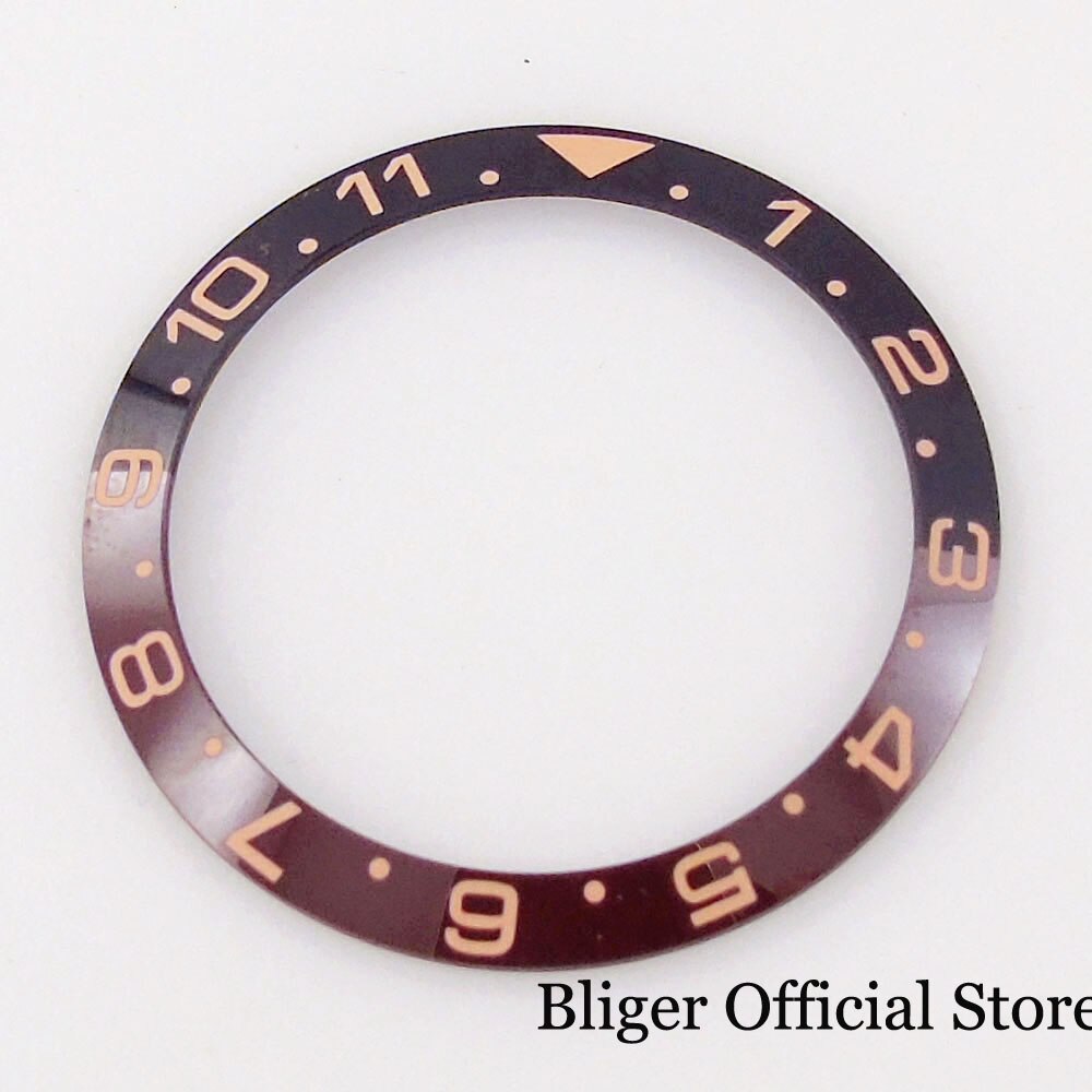 12 Hours 38mm*30.5mm Watch Bezel Insert Ceramic Alloy Steel Ring Slope Rose Gold Black Coffee Blue Green fit GMT SUB NH35A Watch: ceramic black coffee