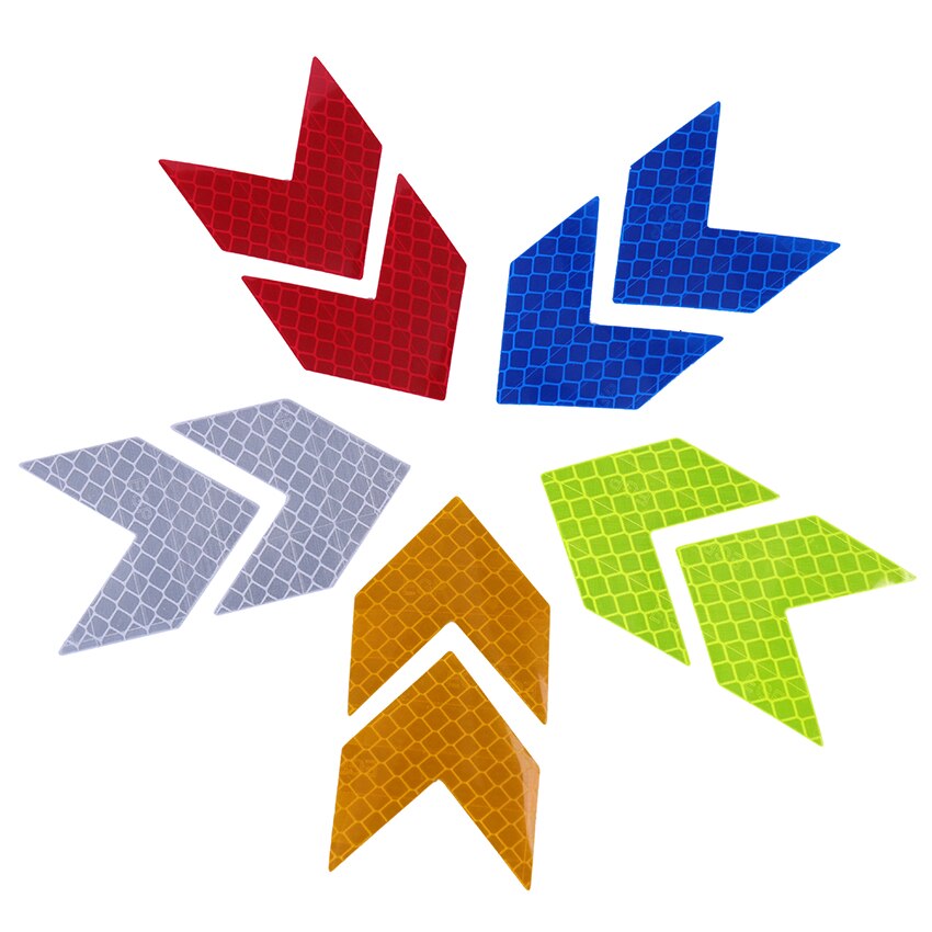 10PCS/Set Car Reflective Arrow Sign Tape Warning Safety Sticker For Car Bumper Trunk Reflector Hazard Tape Car Styling Sticker