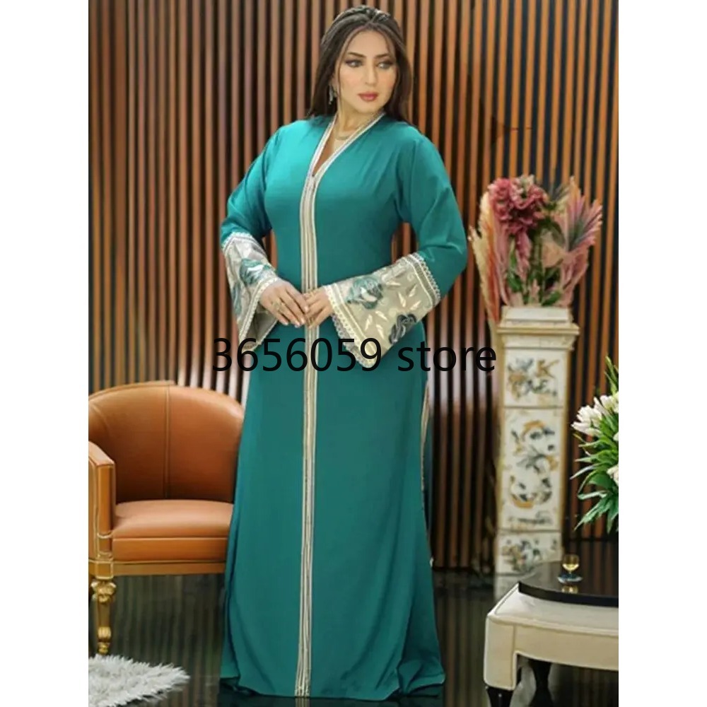 RUIG Damesjurk, moslim, gebed, abaya, islamitische tuniek, maxi kaftan, Afrikaan, Turkije, islam, Dubai, Turkije, lange jurk met hijab, Donker Groen, one size