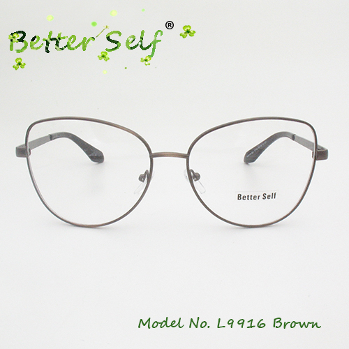 Better Self L9916 Prescription Eyewear Alloy Spectacles Gold Eyeglasses Frames For Women Myopia Optical Cat Eye Glasses: Brown