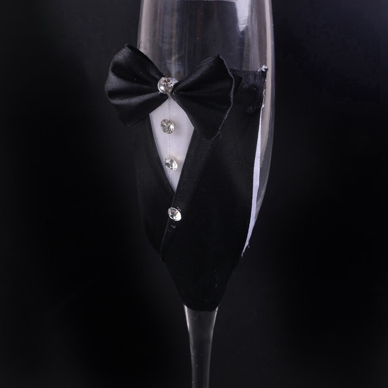 mariée et marié robe en dentelle Champagne flûtes de mariage ensemble de verres tasse grillage gobelet mariage maison hôtel décoration
