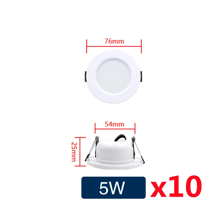 10pcs/lot LED Downlight 5W 9W 12W 15W 18W Recessed Round Led Ceiling Lamp AC110V 220V DC12V 24V Indoor Lighting Warm/Cold White