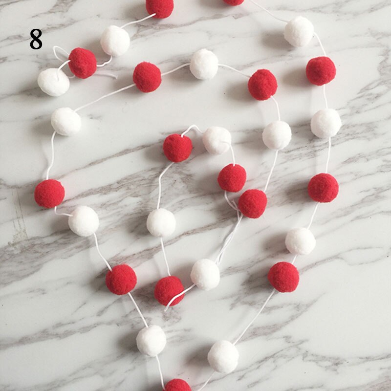 Boules suspendues avec ficelle de décoration pour la maison, 2M, boule en feutre de laine, décoration murale pour chambre de bébé fille, ornement de fête en boule de fourrure: 8