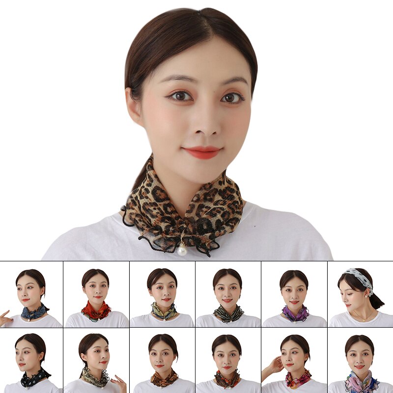 Bufandas de encaje de perlas variedad de bufandas, bufandas para el cuello para mujer, pañuelos para el pelo con impreso, pañuelo para la cabeza, bufandas para el cabello para niña
