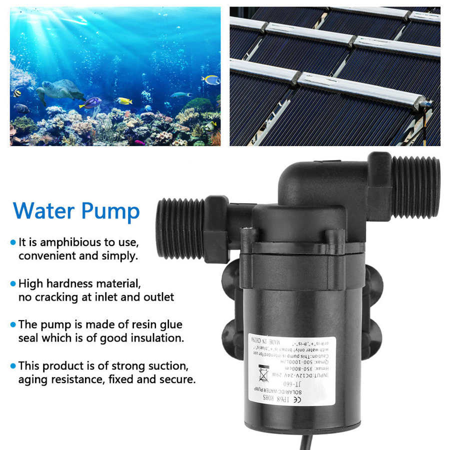 Mini DC Brushless Water Pump for Solar Water Heater 24V Brushless waterpump 1300L/H pumps bomba