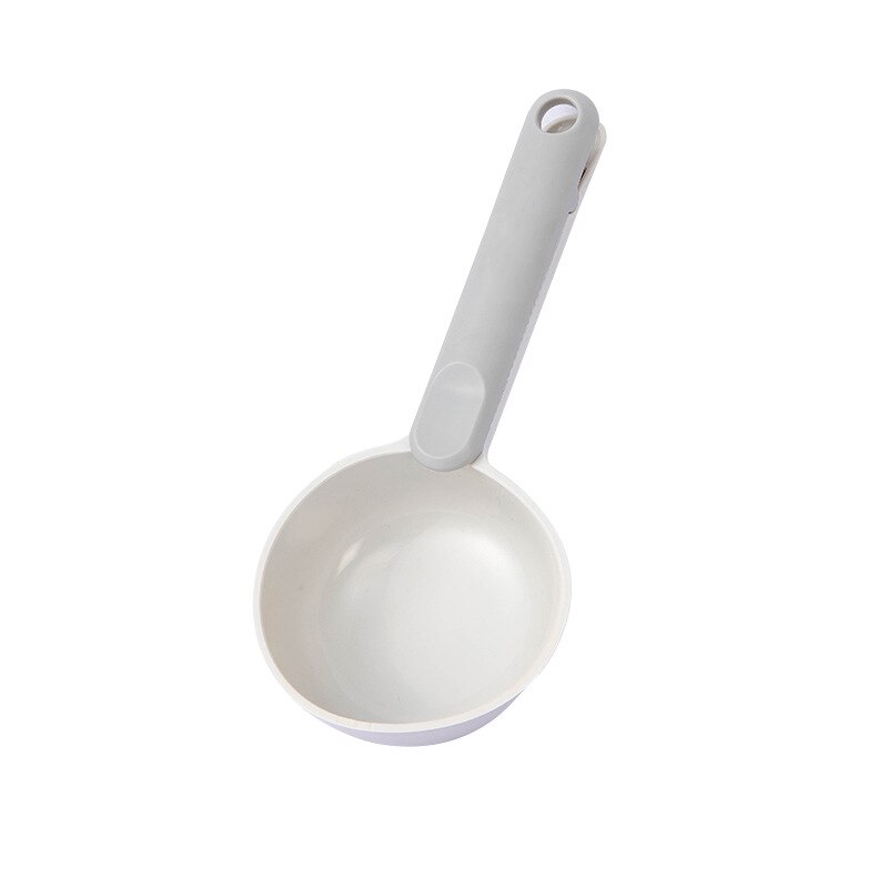 Kitchen Rice Scoop Home Rice Shove Plastic Spoon Rice Measuring Cup Flour Spoon With Clip Home Spoon Utensils Cooking Accessorie: Gray white