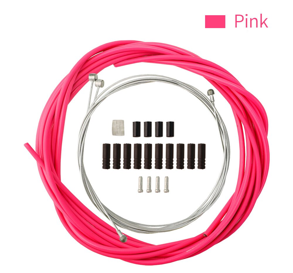 MTB Road Bicycle shift Brake Cable Set 4mm/5mm Line Tube Multiple Colour Bike Brake Line Tube Inner Line Universal Bicycle Parts: Pink Set