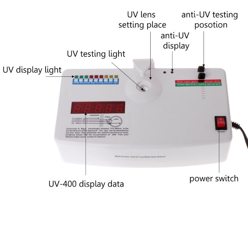 Optisk linse anti-stråling monitor ultraviolet stråle uv tester detektor måleværktøj 220v 50hz