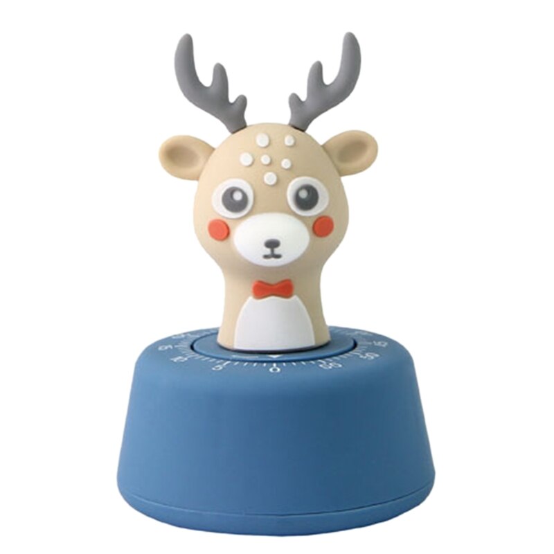 Christmas Cartoon Deer Kitchen Timer Mechanical Wind-Up Time Countdown Reminder 87HB: Blue