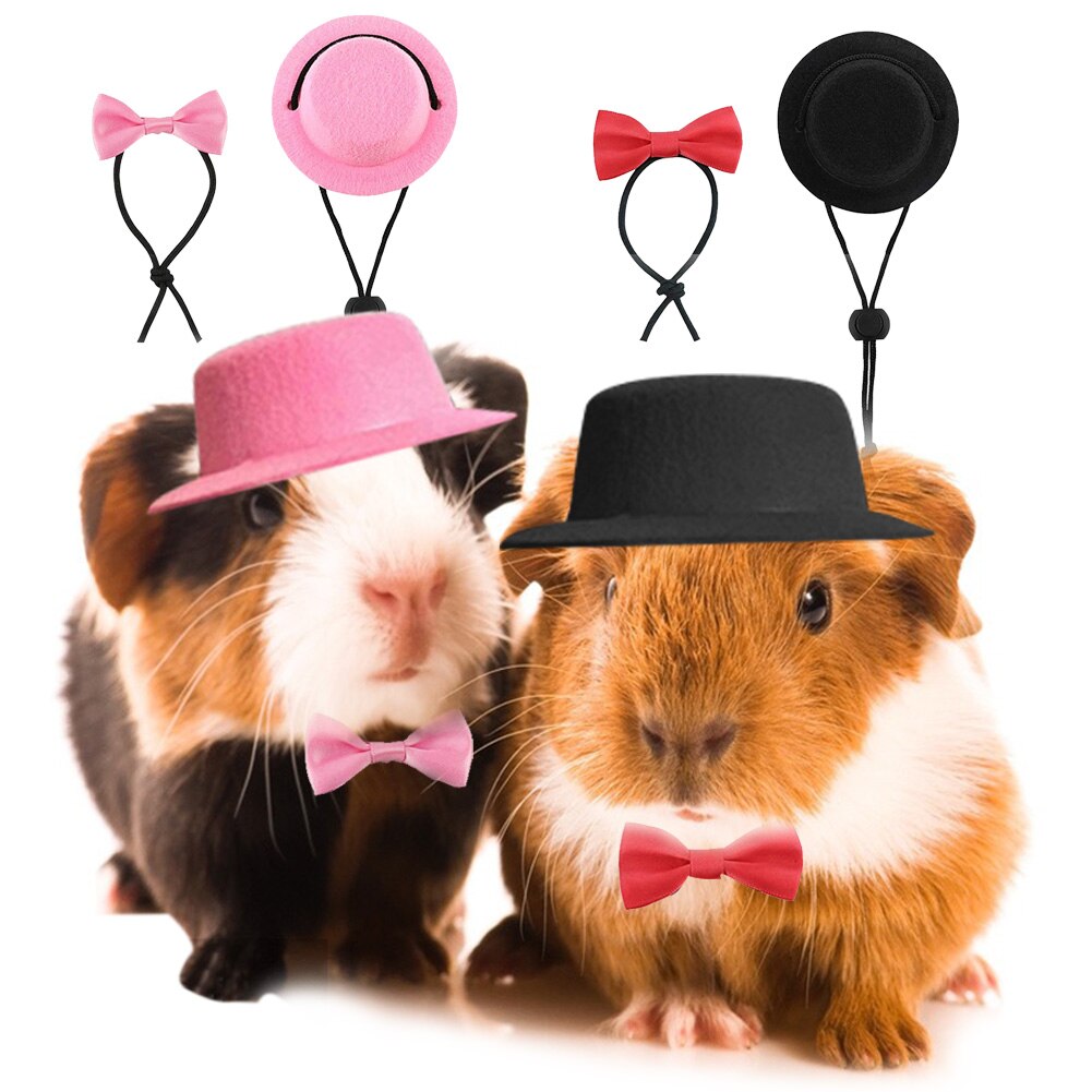 Small Animals Hats Rabbit Guinea Pig Hamster Totoro Hedgehog Hat and Bow Tie Top Hat Pet Festive Funny Cap Head Accessories