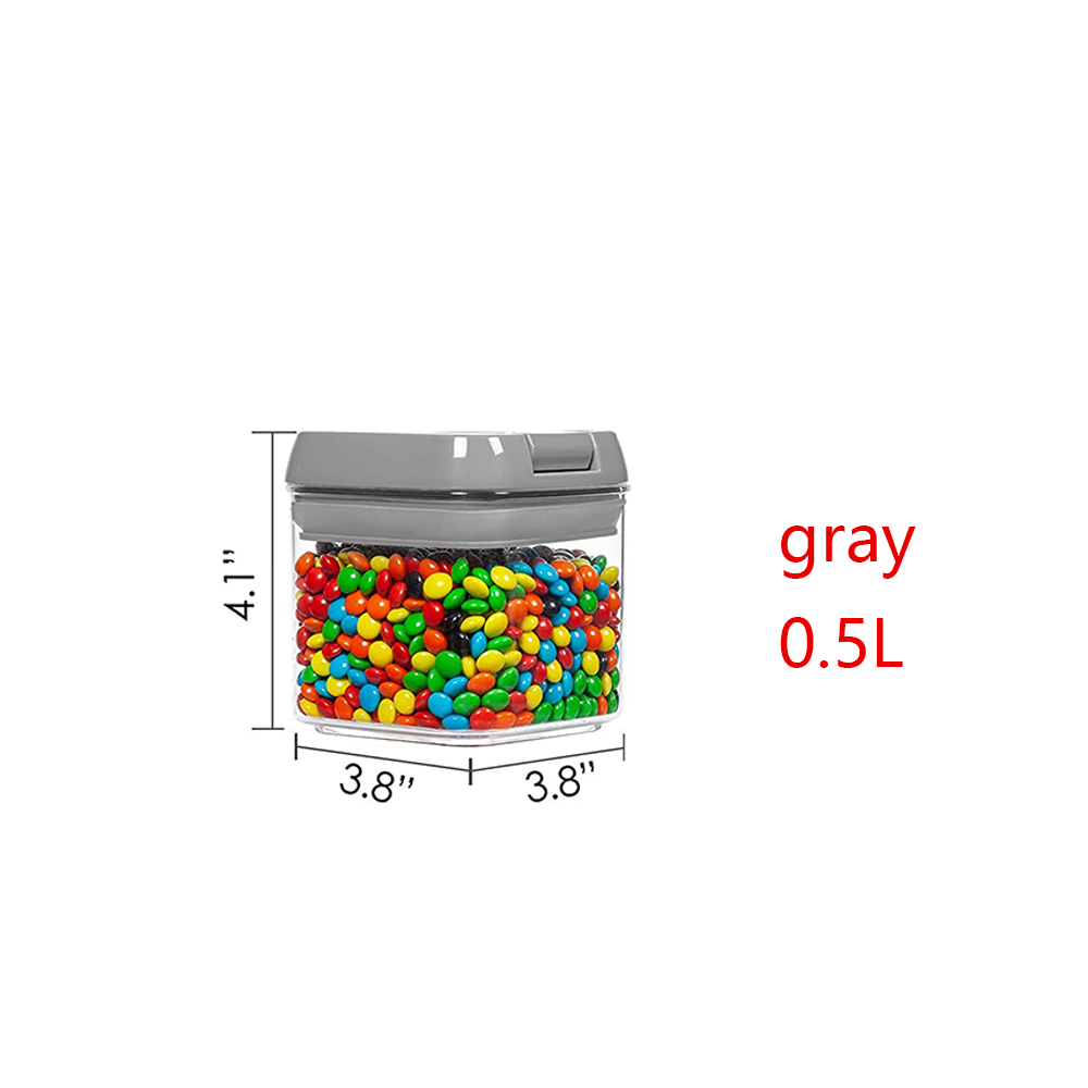 Airtight Plastic Storage Container,Cans for Bulk Cereals,Refrigerator Food Container Kitchen Multigrain Sealed Storage Jar: gray 0.5L