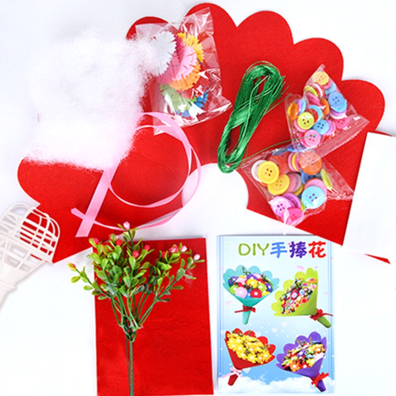 Bottone per bambini Bouquet di feltro kit di progetti per la creazione di arte materiale per bambini in scuola classe d&#39;arte puntelli didattici regalo fatto a mano