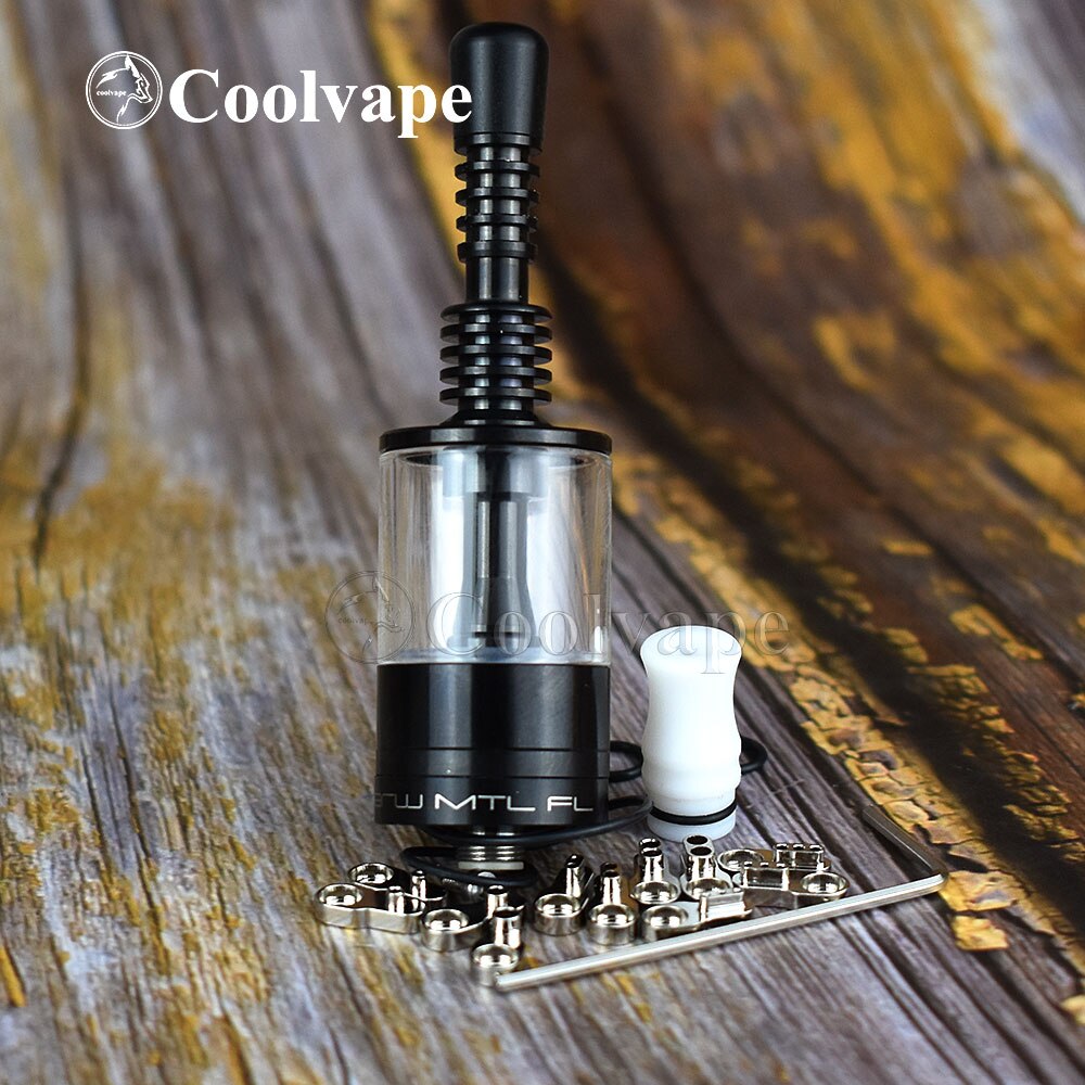 coolvape Dvarw MTL FL 24 rta 24mm diamater Single Coil Airflow Tank Rebuildable 316ss atomizer rta with 510 mtl drip tip: B6ml-11-T