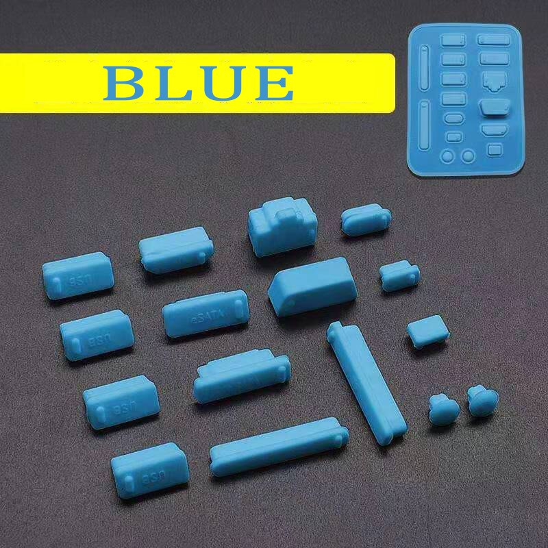 16Pcs Poort Pluggen Stof Stekkers Voor Laptops Beschermen Ultrabook Poorten Van Vuil Stof Siliconen Stofdicht Anti Dust Plug Cover stopper: blue