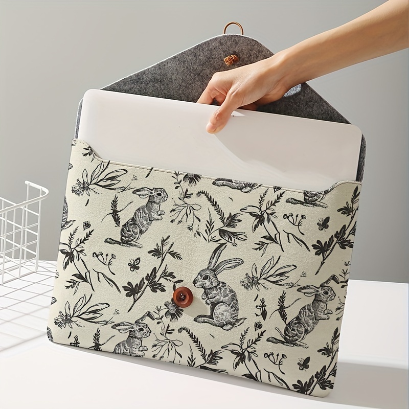 Borsa per laptop con motivo stampa coniglio con morbida copertura in tessuto per laptop, adatta per riporre la copertura morbida per laptop e custodia per tablet