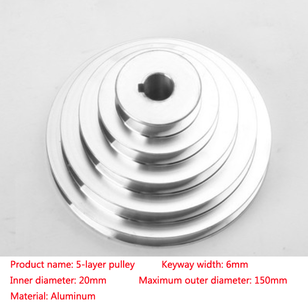 Bänkborr 54mm to 150mm ytterdiameter 14 16 18 19 20 22 24 25 28mm borrning aluminium a typ 5 steg pagodremskiva för kilrem 1pc: Svart