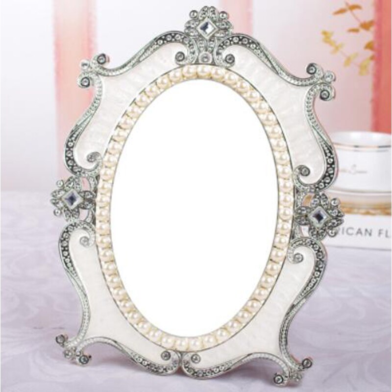 Europeisk vintage speil, sminkespeilets prinsesse, bordbord mesa speil soverom toalett glass stort