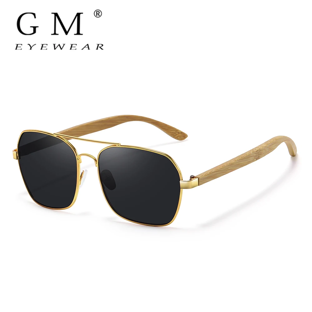 GM Gafas de sol cuadradas metálicas retro de para mujeres y hombres marcas de de lujo gafas de sol de bambú y madera de conducción populares