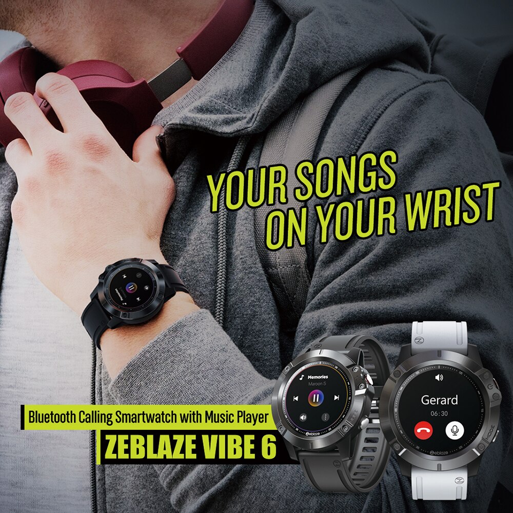 Zeblaze VIBE 6 montre intelligente Bluetooth Smartwatch lecteur de musique recevoir/faire appel fréquence cardiaque 25 jours batterie vie Sport montre