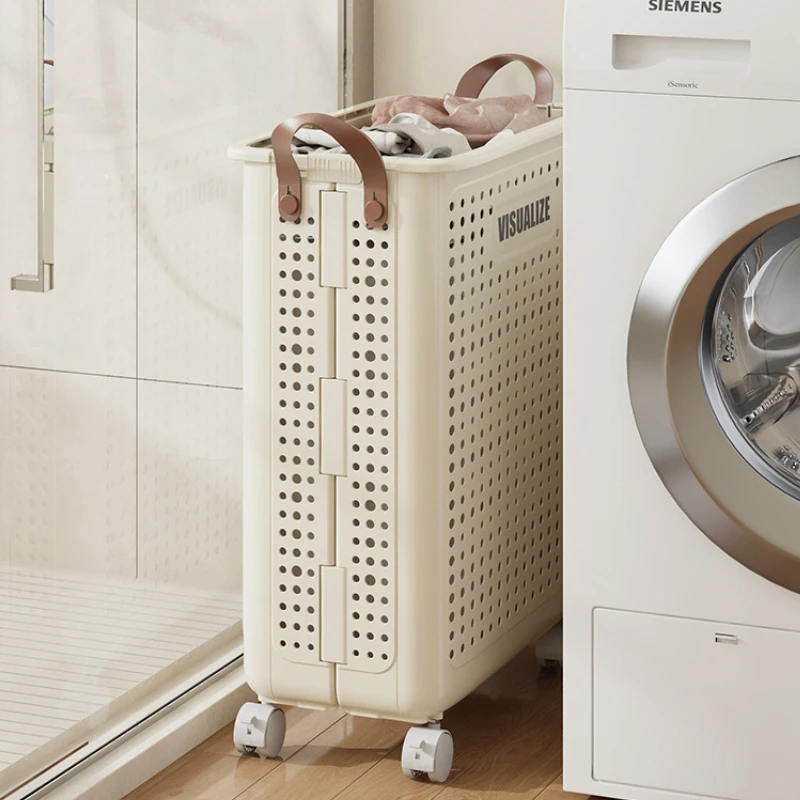 Laundry Basket With Wheels Large Folding Dirty Clothes Basket Multifunction Organizer For Dirty Clothes Laundry Room