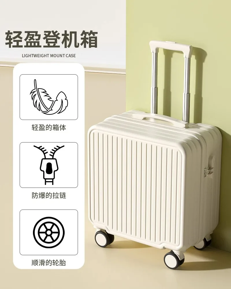 Mini Storage Travel Case with Wheels , TSA Approved Cabin Bag, Lightweight Password Lock Suitcase for Airplane, Home & Office: M / Beige