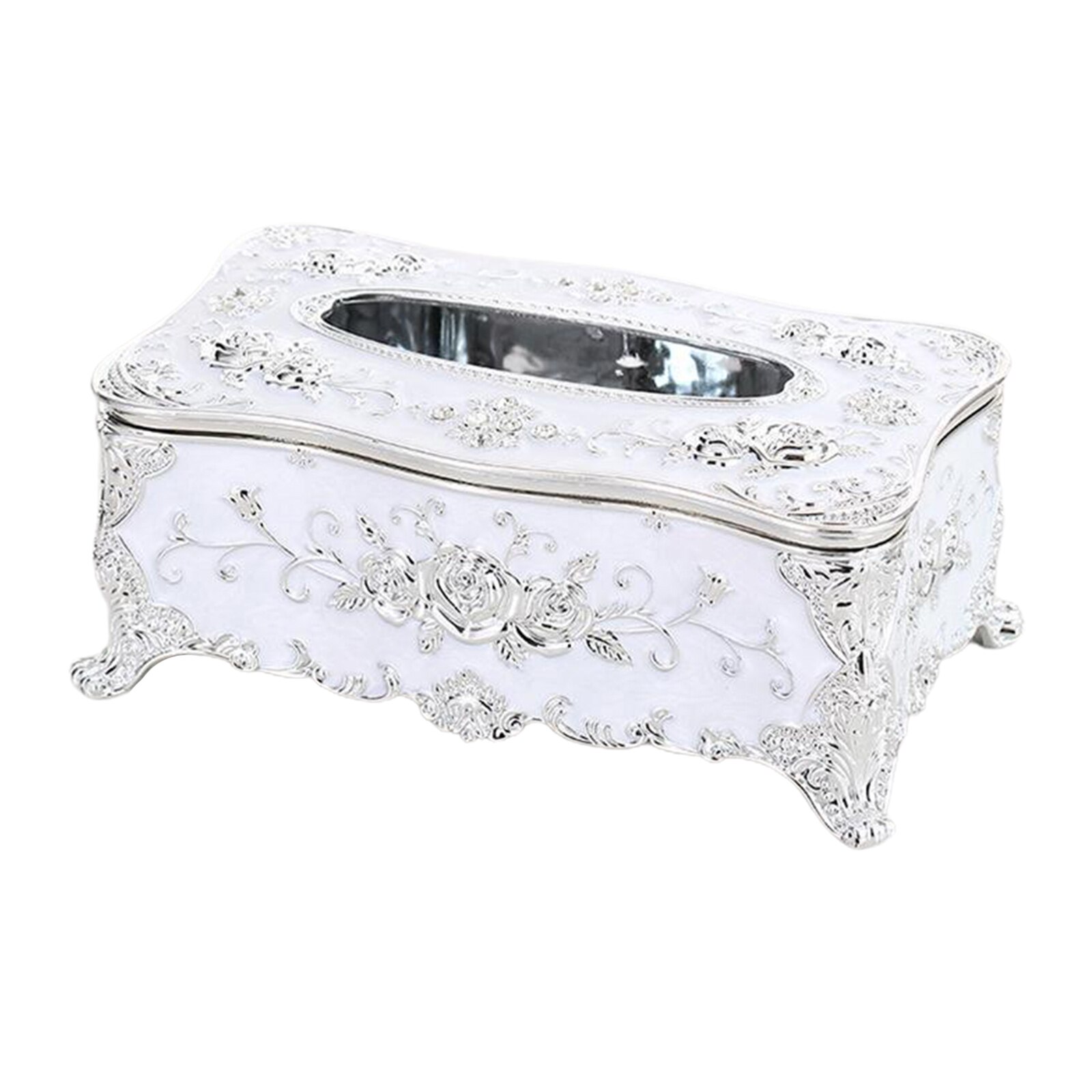 Retro chic oppbevaringsveske papir serviettholder dispenser etui organisator pumpe papir etui ansiktsservietter oppbevaringsbil: Hvitt sølv