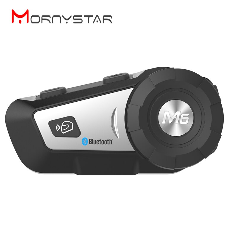 M6 Plus 1000m Motorcycle Bluetooth Helmet Intercom Headset MP3 FM Voice Command Wired To 2 Way Radio Handsfree BT Interphone: silver